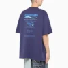 Pánské tričko Balenciaga FW21 s potiskem abecedy, retro pletené, s krátkým rukávem, tmavě modré 651795TKVF83866