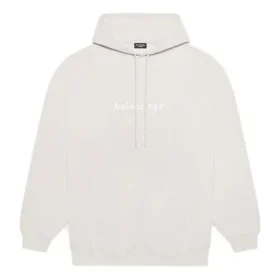 Pánské tričko Balenciaga FW21 s potiskem loga a písmen, s kapucí a dlouhými rukávy, krémově bílé 570811TIV552970