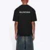 Pánské tričko Balenciaga FW21 s potiskem loga, retro, s krátkým rukávem, černé 612966TIVG51070