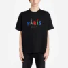 Pánské tričko Balenciaga Paris Love s potiskem, standardní střih, krátký rukáv, černé 594579TGV431000