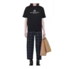 Pánské tričko Balenciaga Retro Knit BB Paris s potiskem, verze s krátkým rukávem, černé 594579TGV601000