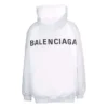 Pánské tričko Balenciaga s kapucí a potiskem Back Alphabet, s dlouhými rukávy, bílé 556113TAV379000