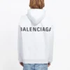 Pánské tričko Balenciaga s kapucí a potiskem Back Alphabet, s dlouhými rukávy, bílé 556113TAV379000