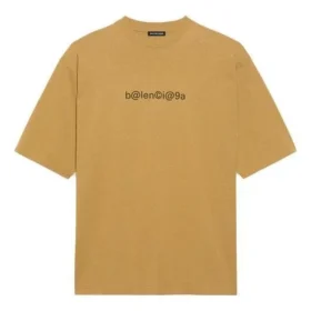Pánské tričko Balenciaga s kulatým výstřihem, potiskem písmen a krátkými rukávy, khaki 620969TIV509605