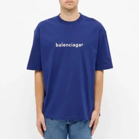 Pánské tričko Balenciaga s logem Alphabet, krátký rukáv, modré 612966TIV541195