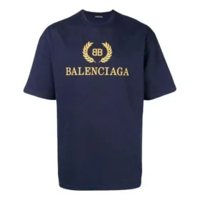 Pánské tričko Balenciaga s logem, kulatým výstřihem a krátkými rukávy, tmavě modré 535622TAV044128
