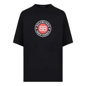 Pánské tričko Balenciaga s potiskem BLogo, krátký rukáv, černé 612966TJVD61000