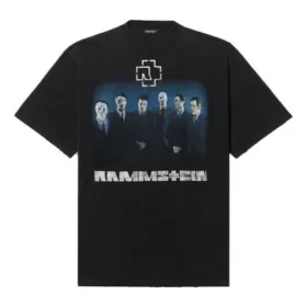 Pánské tričko Balenciaga s potiskem kapely Rammstein z Německa, krátký rukáv, černé 651795TLV511000