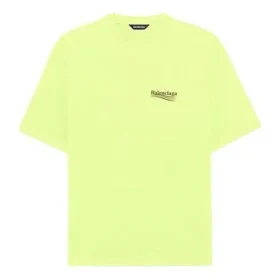 Pánské tričko Balenciaga s potiskem loga, krátký rukáv, žluté 641675TJVF77110