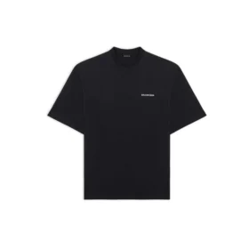 Pánské tričko Balenciaga s retro sportovním logem, s krátkým rukávem, černé 641614TJVL41000