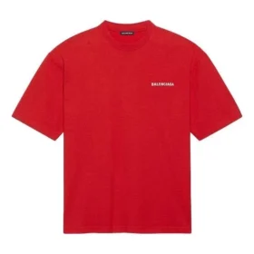 Pánské tričko Balenciaga s velkým logem, retro, s krátkým rukávem, červené 612966TIVG56540