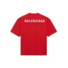 Pánské tričko Balenciaga s velkým logem, retro, s krátkým rukávem, červené 612966TIVG56540