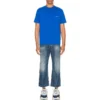 Pánské tričko Balenciaga SS21 s malým logem „Alphabet“, krátký rukáv, modré 556151TBV438077