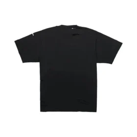 Pánské tričko Balenciaga SS21 s potiskem abecedy, otvory, kulatým výstřihem a krátkými rukávy, černé 651795TKVB81070