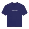Pánské tričko Balenciaga SS21 s potiskem loga a písmen, krátký rukáv, modré, 612966TIV545400