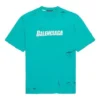Pánské tričko Balenciaga SS21 s potiskem písmen, otvory a kulatým výstřihem, zelené, s krátkými rukávy 651795TKVB84661