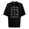 Pánské tričko Balenciaga SS21 s potiskem, volný střih, s krátkým rukávem, černé 641614TJV801070