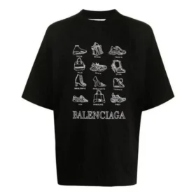 Pánské tričko Balenciaga SS21 s potiskem, volný střih, s krátkým rukávem, černé 641614TJV801070