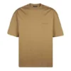 Pánské tričko Balenciaga SS21 s volným střihem, kulatým výstřihem, vyšívaným logem s písmeny a krátkými rukávy, khaki 612966TJV879504
