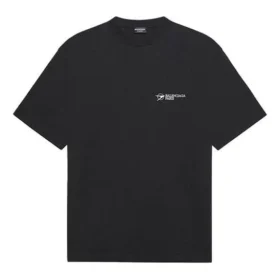 Pánské tričko Balenciaga SS21 s vyšívaným logem, krátký rukáv, černé 641675TKV861070