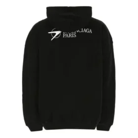 Pánské tričko Balenciaga SS21 z bavlny, velké, s kapucí a dlouhými rukávy, černé 620973TKV871070