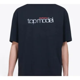 Pánské tričko Balenciaga Top Model Retro Knit, úzký střih, krátký rukáv, černé 612966TIV821000