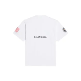 Pánské tričko Balenciaga x NASA Crossover FW21 volného střihu s kulatým výstřihem a krátkými rukávy, bílé 651795TKVD79040
