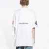 Pánské tričko Balenciaga x NASA Crossover FW21 volného střihu s kulatým výstřihem a krátkými rukávy, bílé 651795TKVD79040