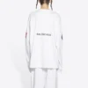 Pánské tričko Balenciaga x NASA s vesmírným potiskem, dlouhým rukávem a kulatým výstřihem, bílé 662496TKVD79040