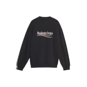 Pánské tričko s dlouhým rukávem a potiskem loga Balenciaga, černé, 556147TBV141000