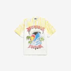 Pánské tričko s extrémním tie-dye potiskem a středním střihem v bílé barvě