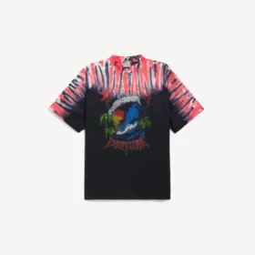 Pánské tričko s potiskem „extreme tie dye“ a středním střihem v černé barvě