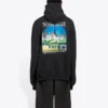 Pánská volná mikina s kapucí Balenciaga Landscape, černá, 641679TJVH91000