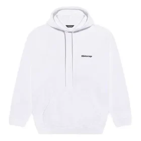Pánská volnočasová mikina s kapucí Balenciaga z čisté bavlny, bílá 570811TJV859040