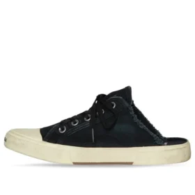 Párské pantofle „Black Destroyed Cotton and White Rubber“ 693952W3RC31090
