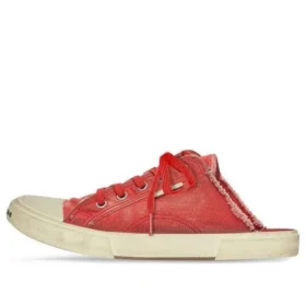 Párské pantofle „Red Destroyed Cotton and White Rubber“ 693952W3RC36090