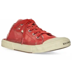 Párské pantofle „Red Destroyed Cotton and White Rubber“ 693952W3RC36090