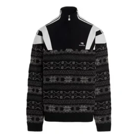 Sportovní svetr B Half Zip Track Mix z žakárového úpletu „Black Grey“ 675289T16171240