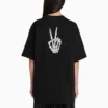 SS21 Drip Peace tričko s potiskem, volný střih, černé 641655TKVA11012