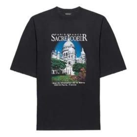 SS21 Retro tričko s krátkým rukávem, unisex, černé, s velkým potiskem, 641614TJVH61000