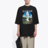 SS21 Retro tričko s krátkým rukávem, unisex, černé, s velkým potiskem, 641614TJVH61000
