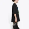 SS21 Retro tričko s krátkým rukávem, unisex, černé, s velkým potiskem, 641614TJVH61000