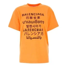 SS21 s potiskem písmen, kulatý výstřih, oranžová 612965TJVI37513