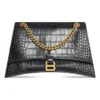Středně velká kabelka Crush Crocodile s řetízky „Black“ 716393210IX1000