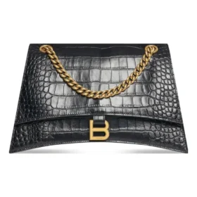 Středně velká kabelka Crush Crocodile s řetízky „Black“ 716393210IX1000