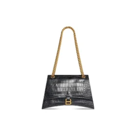 Středně velká kabelka Crush Crocodile s řetízky „Black“ 716393210IX1000