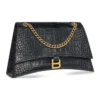 Středně velká kabelka Crush Crocodile s řetízky „Black“ 716393210IX1000