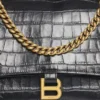 Středně velká kabelka Crush Crocodile s řetízky „Black“ 716393210IX1000
