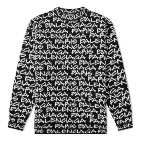 Svetr Balenciaga Paris s intarzií po celé ploše „Black White“ 599826T31701070