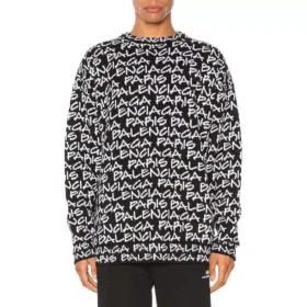Svetr Balenciaga Paris s intarzií po celé ploše „Black White“ 599826T31701070